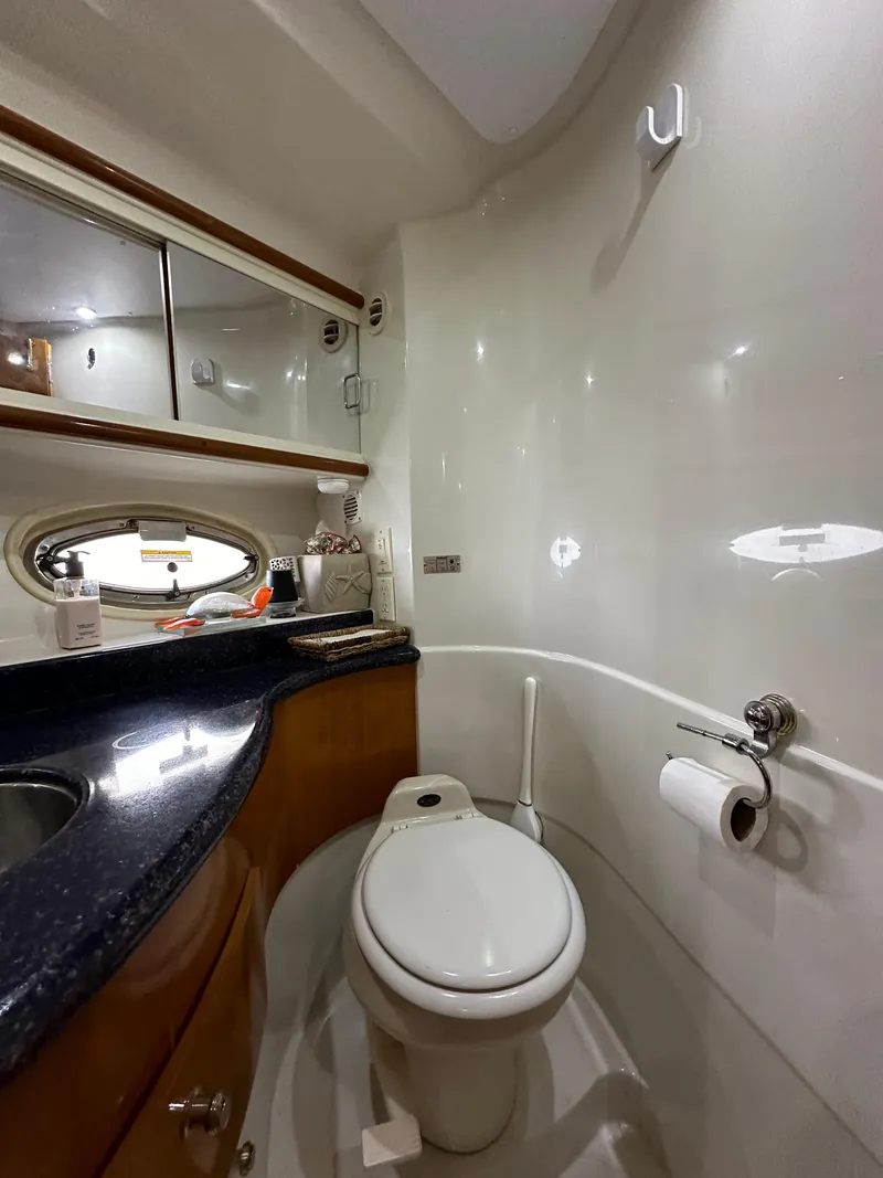 Slide: The Image of Luxurious bathroom in 2001 Sunseeker 44 Camargue yacht with modern amenities. - 27