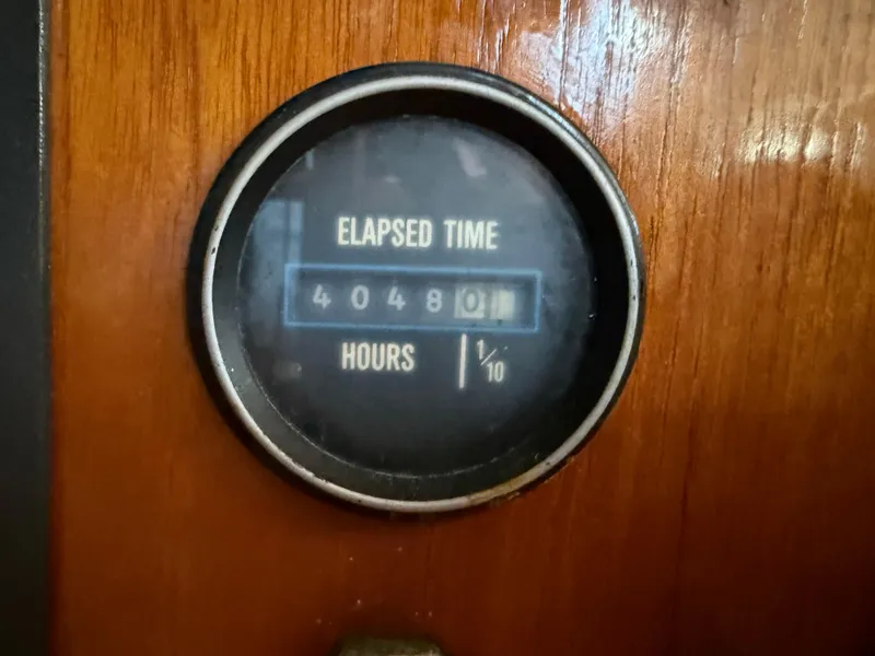 Slide: The Image of Elapsed time gauge on 1932 Fellows & Stewart Yawl, showing 4048.1 hours. - 19