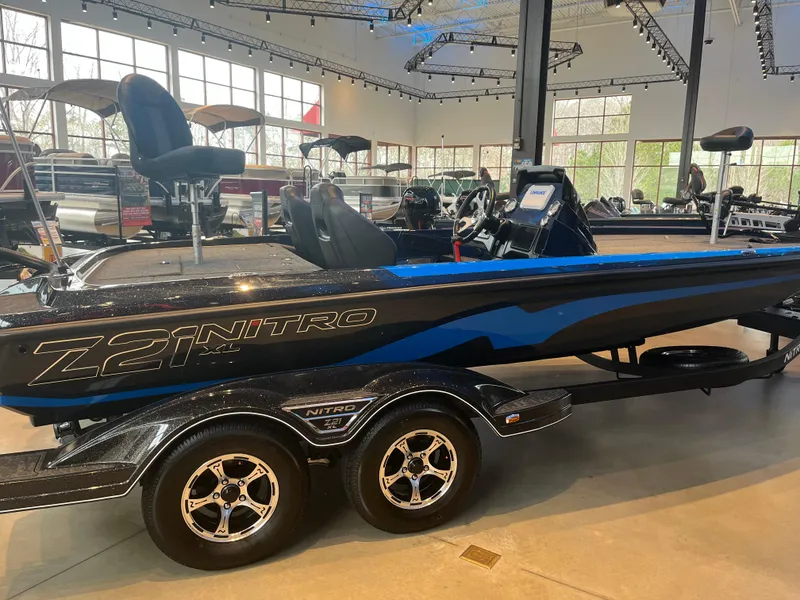 The Image of 2025 Nitro Z21 XL boat in showroom, featuring sleek design and modern features. - 0