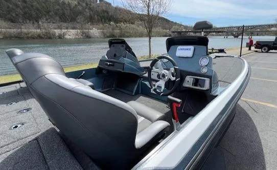 Slide: The Image of 2025 Nitro Z20 XL boat interior by a scenic riverside. - 5