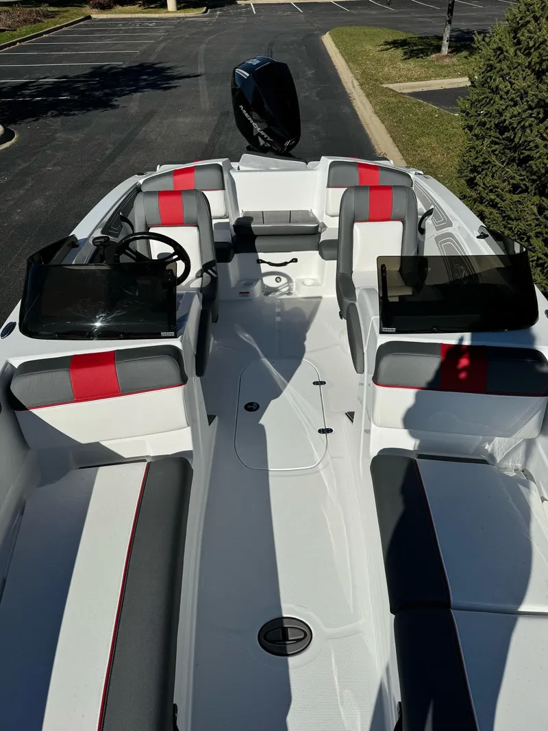 Slide: The Image of 2025 Tahoe T21 boat interior with modern seating and sleek design. - 3