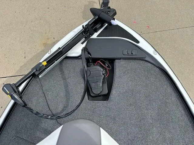Slide: The Image of Nitro Z17 2025 boat deck with trolling motor and carpeted surface. - 3