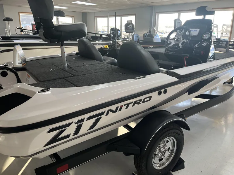 The Image of 2025 Nitro Z17 boat in showroom, featuring sleek design and modern amenities. - 0