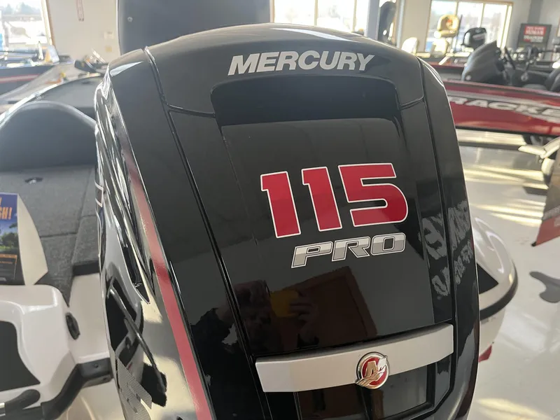 Slide: The Image of Mercury 115 Pro outboard motor on a 2025 Nitro Z17 boat. - 10