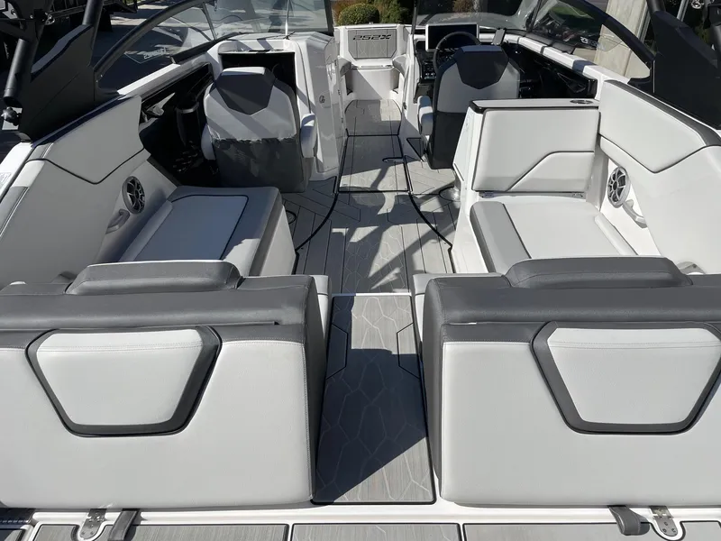 Slide: The Image of 2024 Yamaha Boats 252XE interior with sleek seating and modern design. - 3