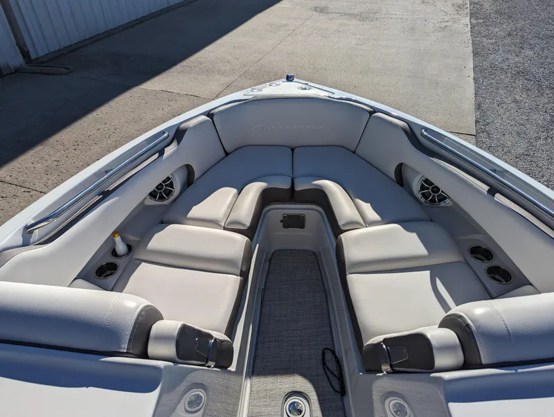 Slide: The Image of 2023 Crownline 260 SS boat interior with spacious seating and modern design. - 22