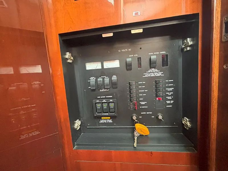 Slide: The Image of Electrical control panel on a 2002 Sea Ray 480 Motor Yacht. - 31