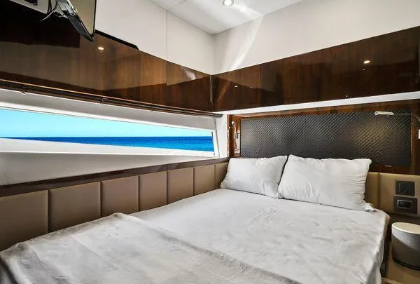 Slide: The Image of Luxurious cabin interior of 2021 Fairline Squadron 68 yacht with ocean view. - 27