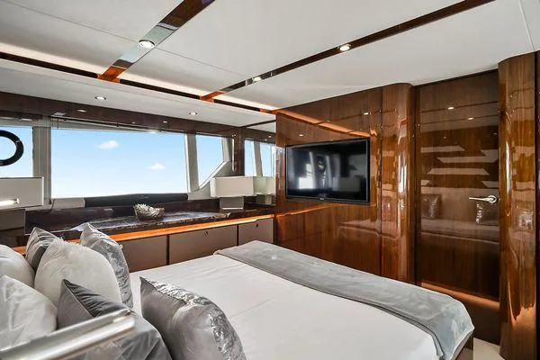 Slide: The Image of Luxurious interior of 2021 Fairline Squadron 68 yacht with modern design and large windows. - 33