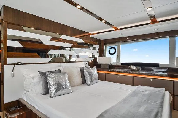 Slide: The Image of Luxurious bedroom interior of 2021 Fairline Squadron 68 yacht with modern design. - 34
