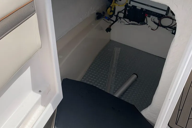 Slide: The Image of Interior view of 2022 Cutwater C-24 DC boat storage compartment. - 10