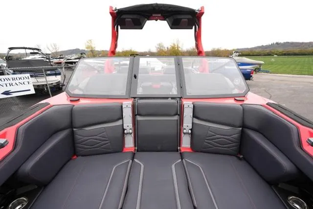 Slide: The Image of 2025 Supra SA 450 boat interior with sleek seating and modern design. - 8