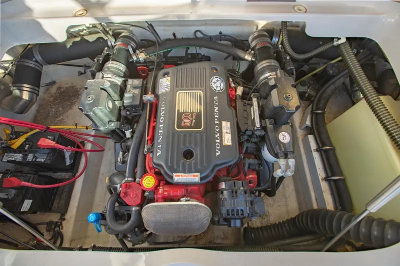 Slide: The Image of 2006 Crownline 270 BR engine compartment with Volvo Penta engine. - 27