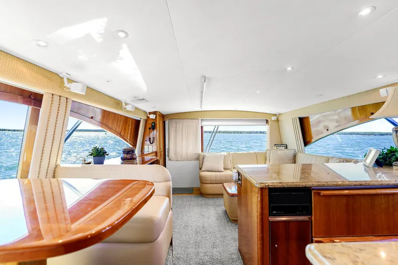 Slide: The Image of Luxurious interior of 2005 Ocean Yachts 50 Super Sport with elegant furnishings and ocean view. - 25