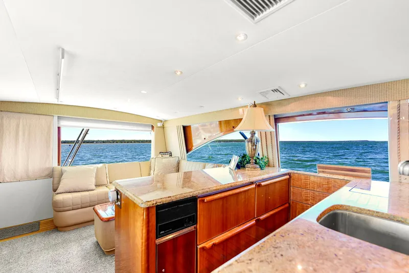 Slide: The Image of Luxurious interior of 2005 Ocean Yachts 50 Super Sport with ocean view. - 26