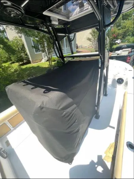 Slide: The Image of 2021 Sportsman MASTERS 247 BAY boat interior with covered console. - 4