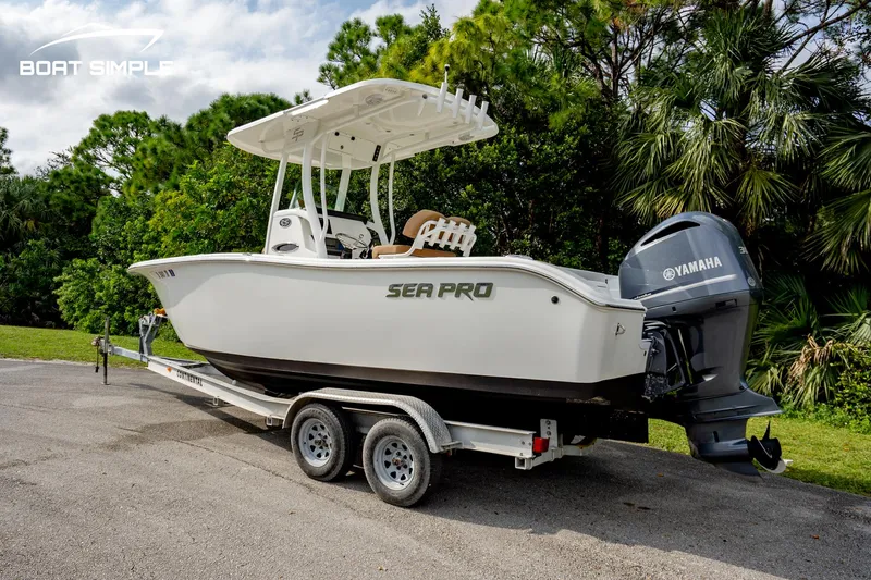 Slide: The Image of 2024 Sea Pro 239 Deep V CC boat on trailer with Yamaha engine. - 3