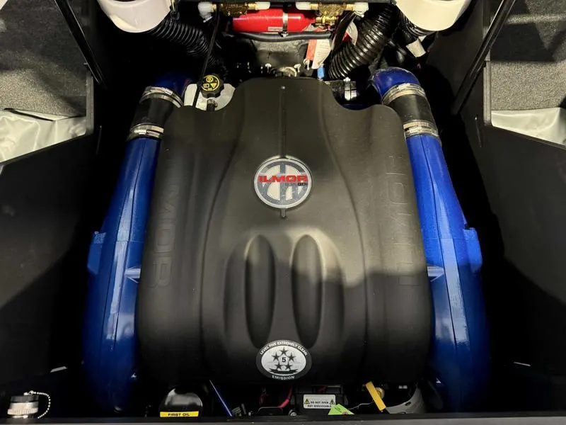 Slide: The Image of 2024 MasterCraft X24 engine with Ilmor branding, featuring blue and black components. - 15