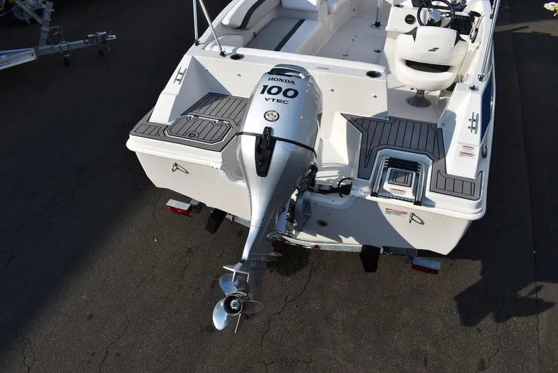 Slide: The Image of 2022 Starcraft SVX 171 boat with Honda 100 VTEC outboard motor, rear view. - 7