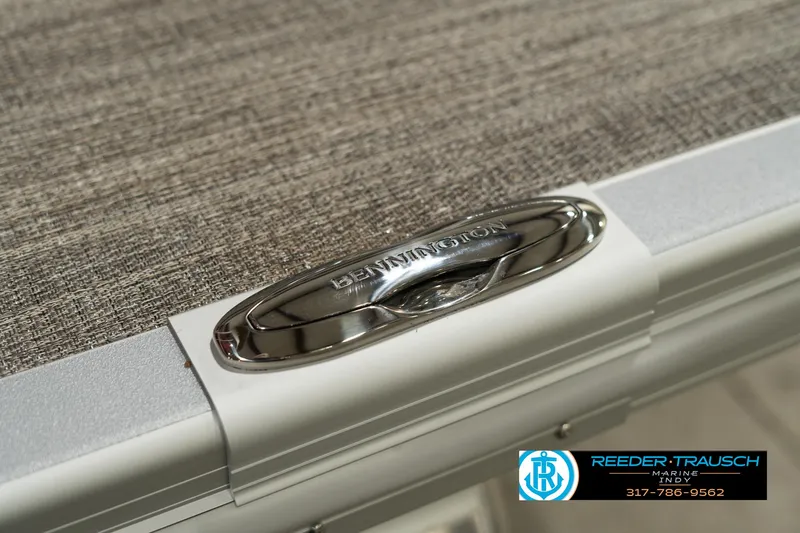 Slide: The Image of 2025 Bennington 21 SLSE boat detail with sleek metallic finish. - 47