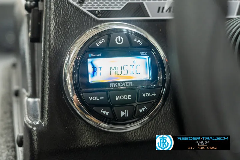 Slide: The Image of Kicker audio system in 2025 Lund 1775 Impact XS boat dashboard. - 32