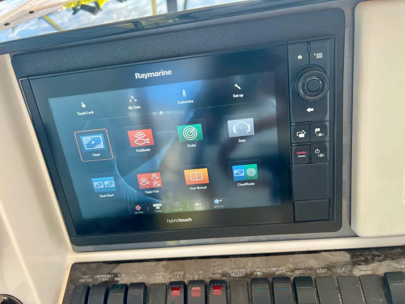 Slide: The Image of Raymarine navigation display on 2007 Sea Ray 52 Sedan Bridge yacht dashboard. - 24