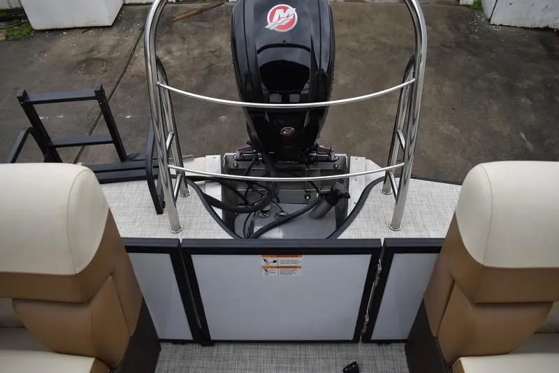 Slide: The Image of 2023 Lowe SF212 Walk-Through boat with Mercury outboard motor, rear seating view. - 29