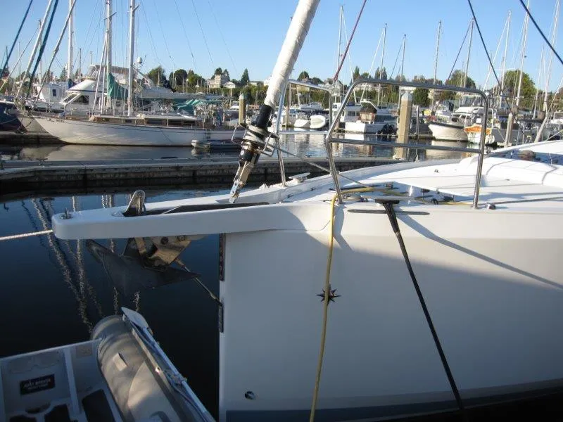 Slide: The Image of Jeanneau Sun Odyssey 440 sailboat docked at marina, 2021 model. - 32