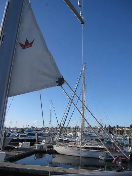 Slide: The Image of Jeanneau Sun Odyssey 440 sailboat docked in marina, 2021 model. - 43