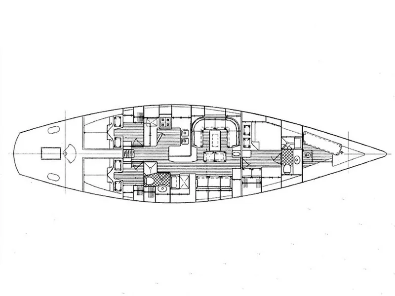 Slide: The Image of Floor plan of 1998 Alden Custom 63 yacht, showcasing interior layout and design. - 49