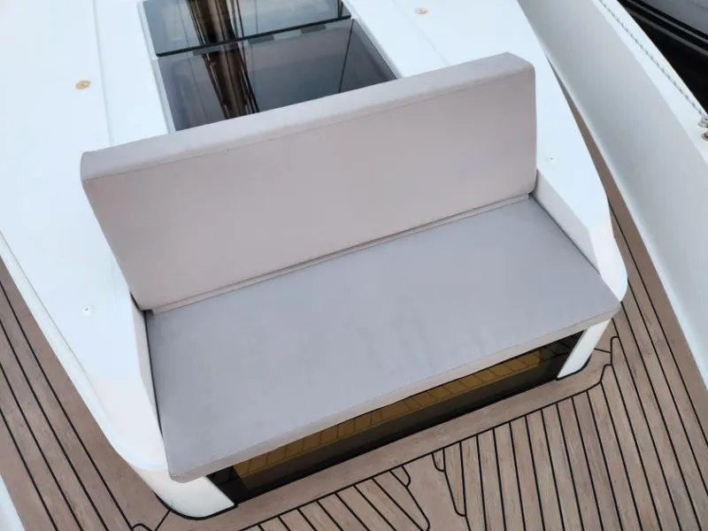 Slide: The Image of Modern seating on 2025 Moody 41 DS yacht deck with sleek design. - 22