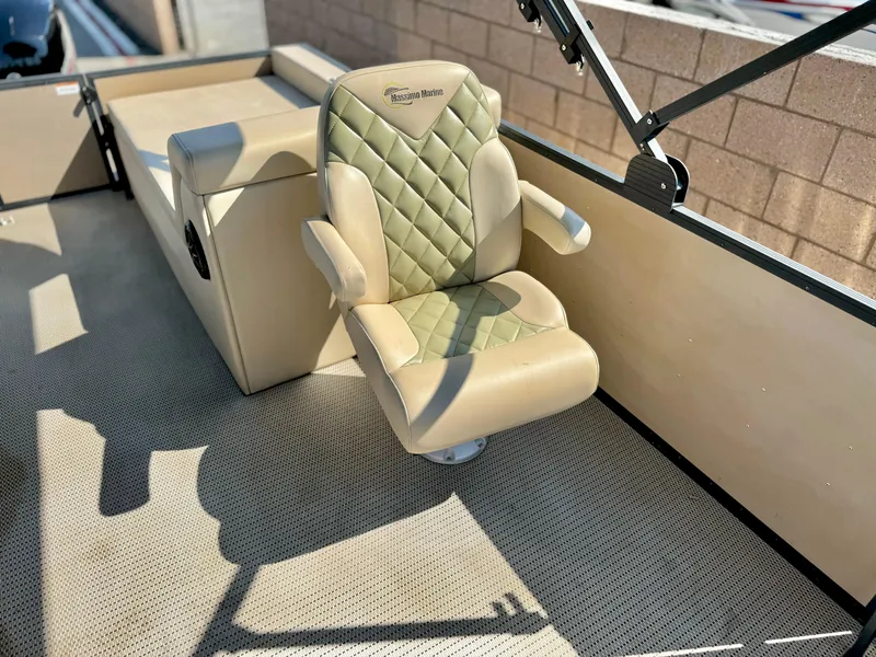 Slide: The Image of Massimo Marine P23 MAX 2023 boat seat with beige and green upholstery. - 12