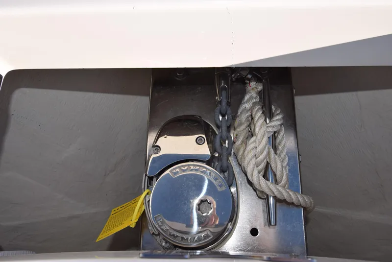 Slide: The Image of Anchor locker of 2022 Regulator 25FS boat with chain and rope. - 14