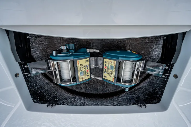 Slide: The Image of Dual winches on a 2022 Viking 68 Convertible yacht. - 40