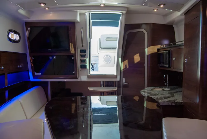 Slide: The Image of Interior of 2021 Boston Whaler 345 Conquest, featuring modern design and luxurious amenities. - 25