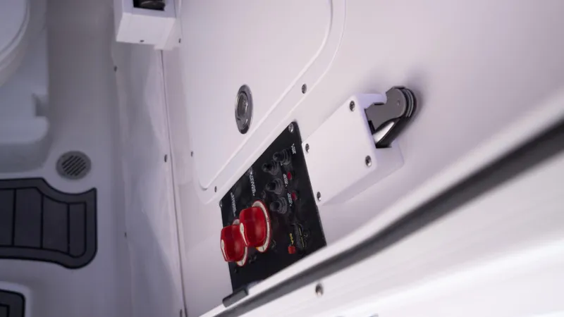 Slide: The Image of Control panel of 2025 Sea Hunt Gamefish 27 Coffin Box boat interior. - 31