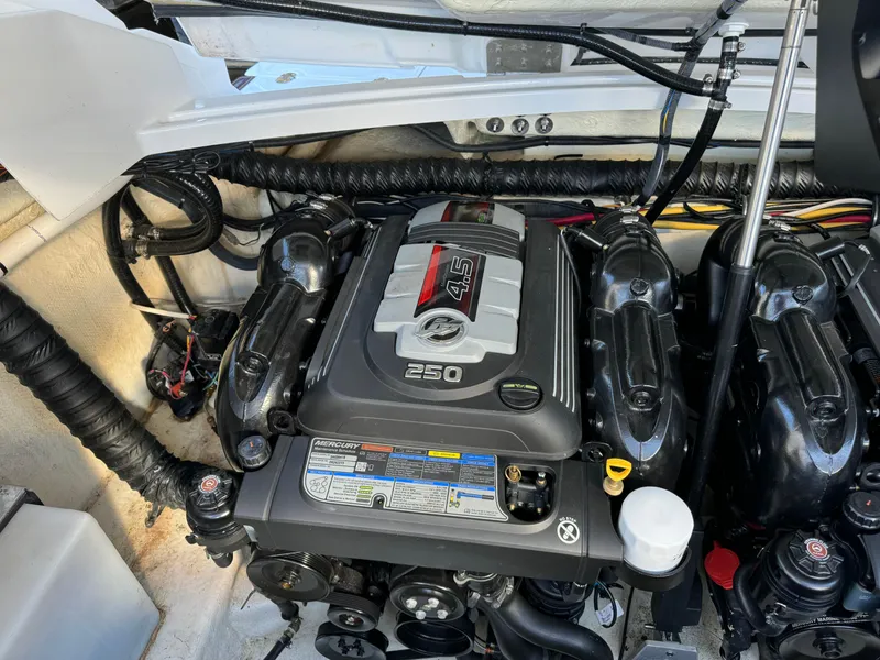 Slide: The Image of Engine compartment of a 2018 Monterey 328 Super Sport boat. - 49