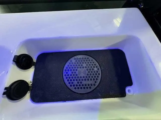 Slide: The Image of Compass on 2025 Sportsman Open 212 boat dashboard in showroom. - 47