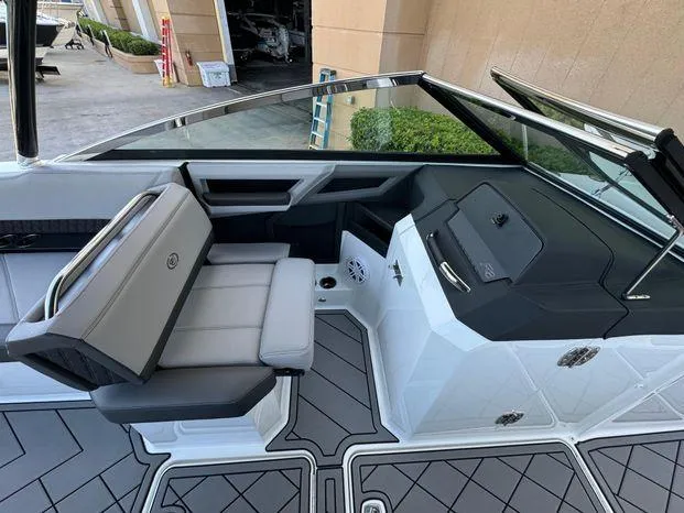Slide: The Image of 2023 Cobalt R8 Outboard boat interior with sleek seating and modern design. - 25