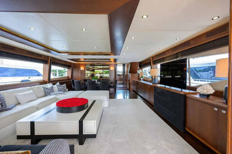 Slide: The Image of Luxurious interior of a 2009 Princess 95 yacht with elegant furnishings and modern design. - 36