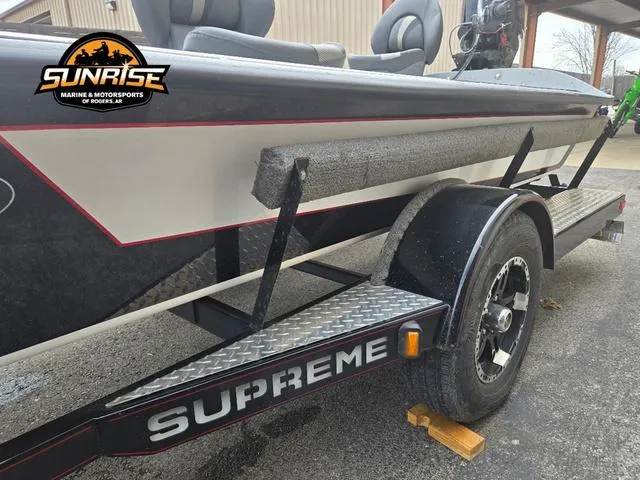 Slide: The Image of 2018 Supreme 207XP boat interior with seating and storage, displayed at Sunrise Marine & Motorsports. - 19