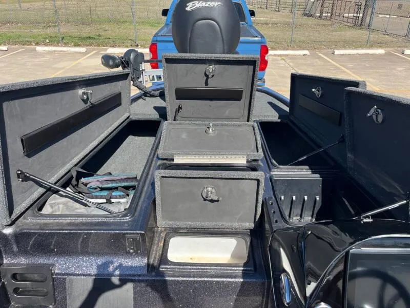 Slide: The Image of Garmin fishfinder display on 2020 Blazer 625 Pro Elite, showing depth and sonar data. - 17