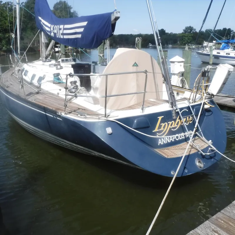 Slide: The Image of 2001 X-Yachts X-412 Mk III sailboat docked in Annapolis marina. - 15