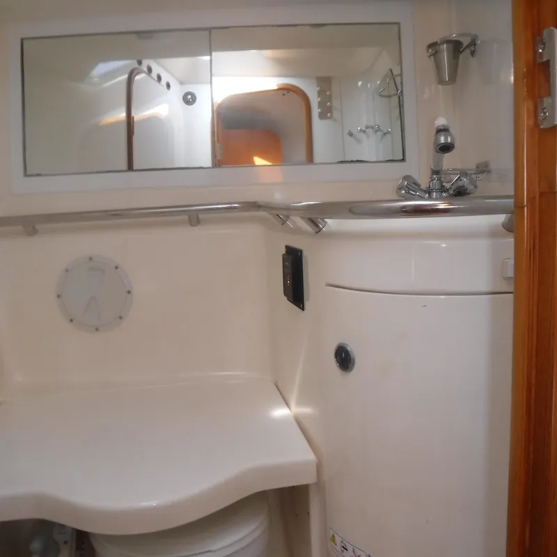 Slide: The Image of Interior of 2001 X-Yachts X-412 Mk III bathroom with sink and mirror. - 36