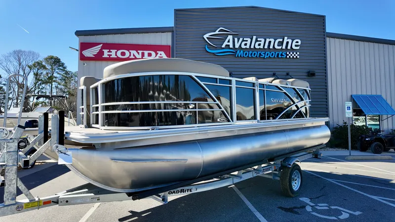 The Image of 2025 Sylvan Mirage 820 LZ pontoon boat on trailer at Avalanche Motorsports. - 2