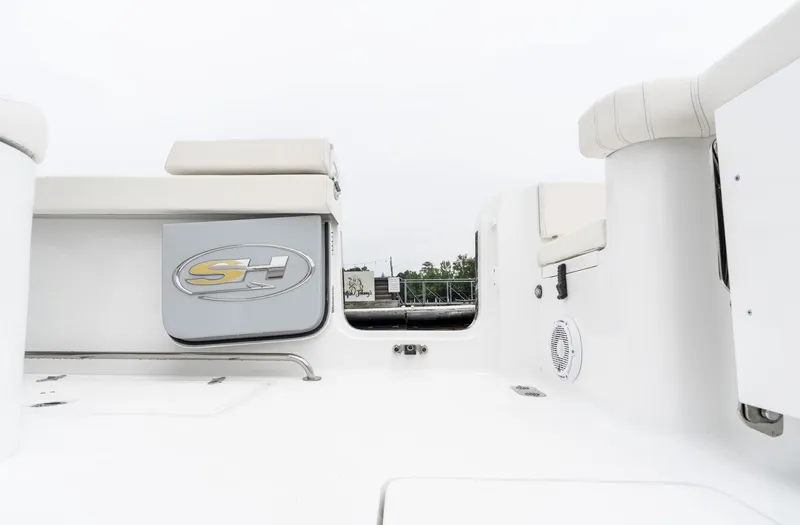 Slide: The Image of 2025 Sea Hunt Gamefish 30 Forward Seating, interior view, white upholstery, modern design. - 29