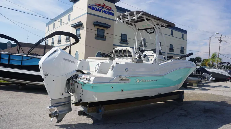 Slide: The Image of 2023 Finseeker 210 FC boat with Mercury engine at The Boat House. - 4