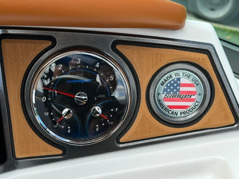 Slide: The Image of Dashboard of 2025 Sanger 231SL with USA-made emblem and gauges. - 17