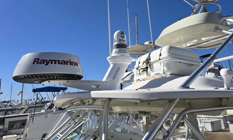 Slide: The Image of 2009 Grady-White Marlin 300 boat with Raymarine radar at marina. - 10