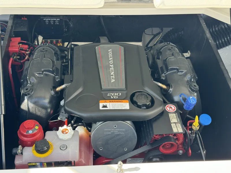 Slide: The Image of 2025 Regal LS2 boat engine compartment with Volvo Penta 260 V6 engine. - 4